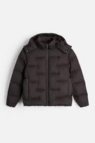 WATER REPELLENT 100% DOWN FEATHER HOODED PUFFER JACKET