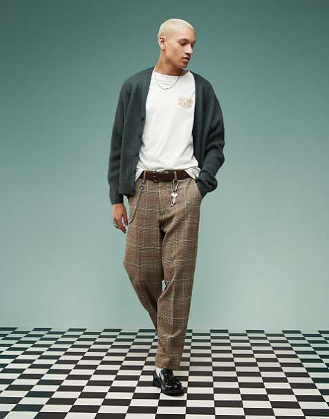 ASOS DESIGN smart oversized tapered pants in wool mix plaid